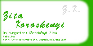 zita koroskenyi business card