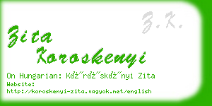 zita koroskenyi business card